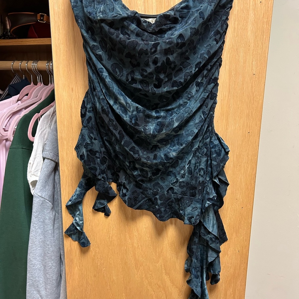 Elegant Blue Patterned Women's Top
